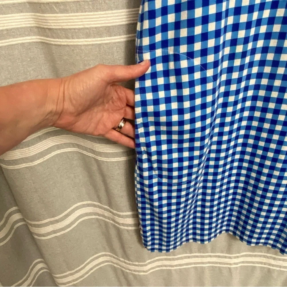 LAND'S END x DRAPER JAMES / Blue Gingham Shift Dress Size M (10-12)